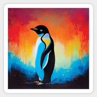 Colourful Penguin Oil Painting Sticker